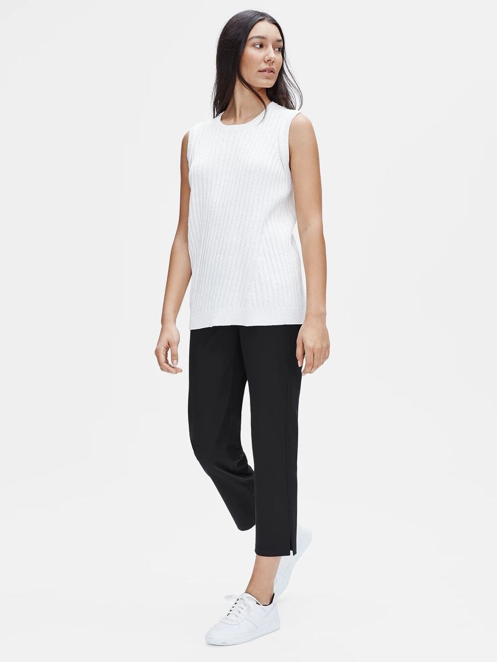 NWT Eileen Fisher XL Organic Cotton Stretch Waist Pull-On Slim Black Ankle Pants